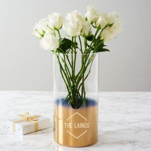Personalised Famly Name Gold Ombre Vase