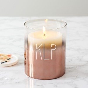Personalised Initials Copper Ombre Candle Holder