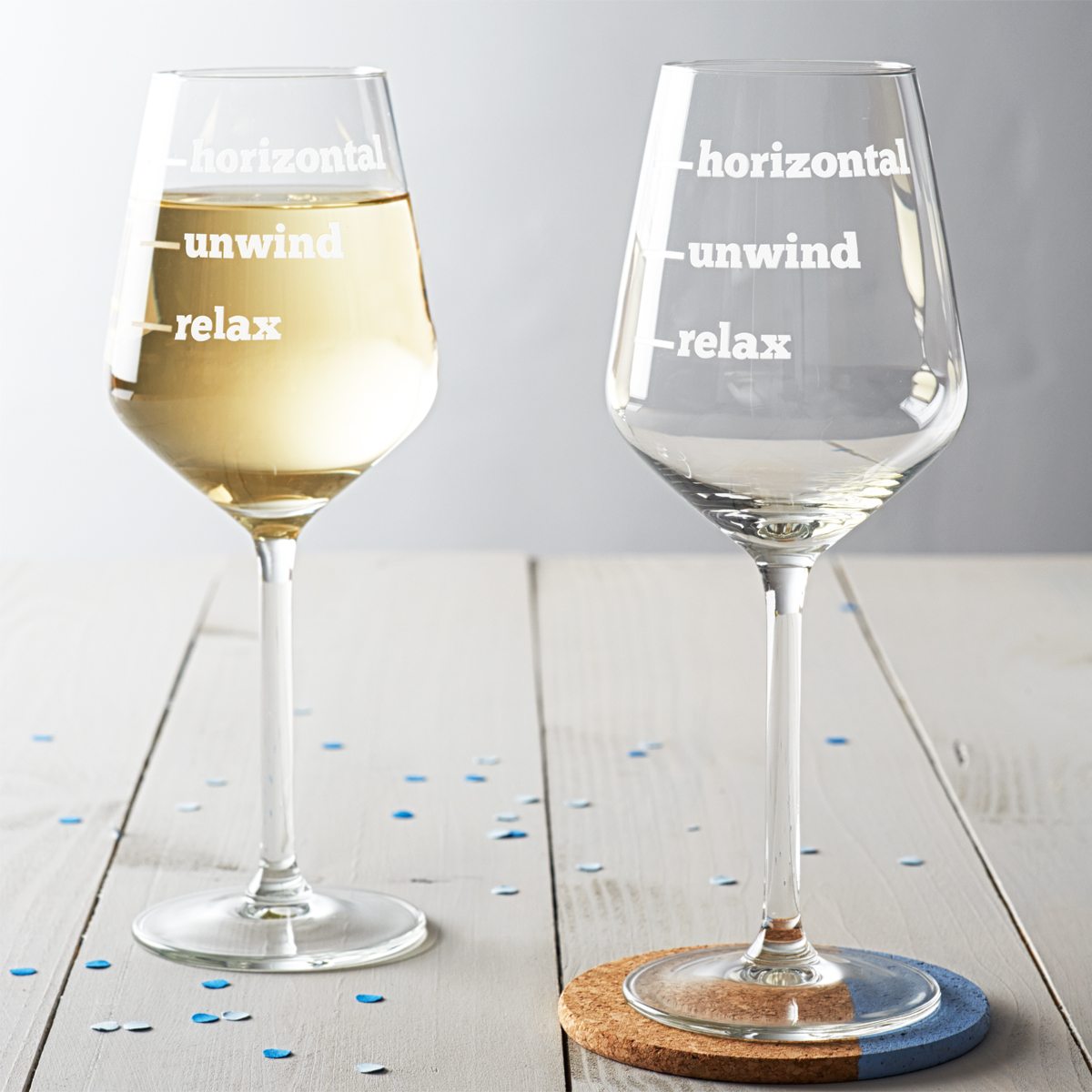'Relax, Unwind, Horizontal' Wine Glass