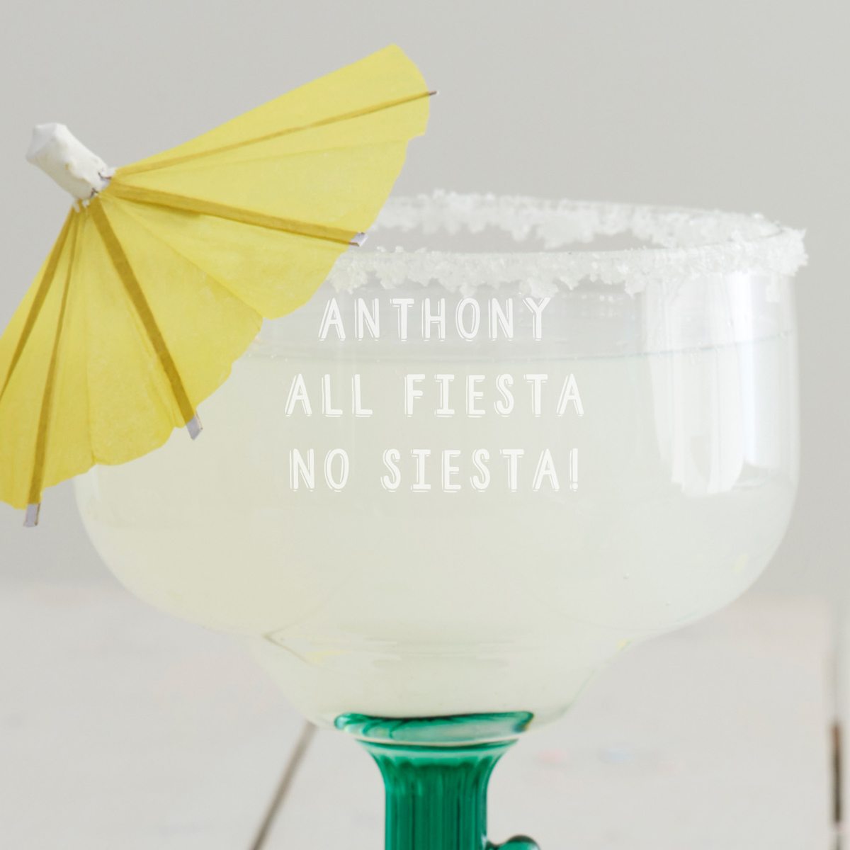 Personalised ‘All Fiesta’ Cactus Margarita Glass Becky Broome Becky