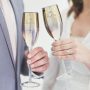 Personalised 'Mr And Mrs' Metallic Champagne Flute Set Lifestyle