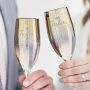 Personalised 'Mr And Mrs' Metallic Champagne Flute Set Lifestyle Detail
