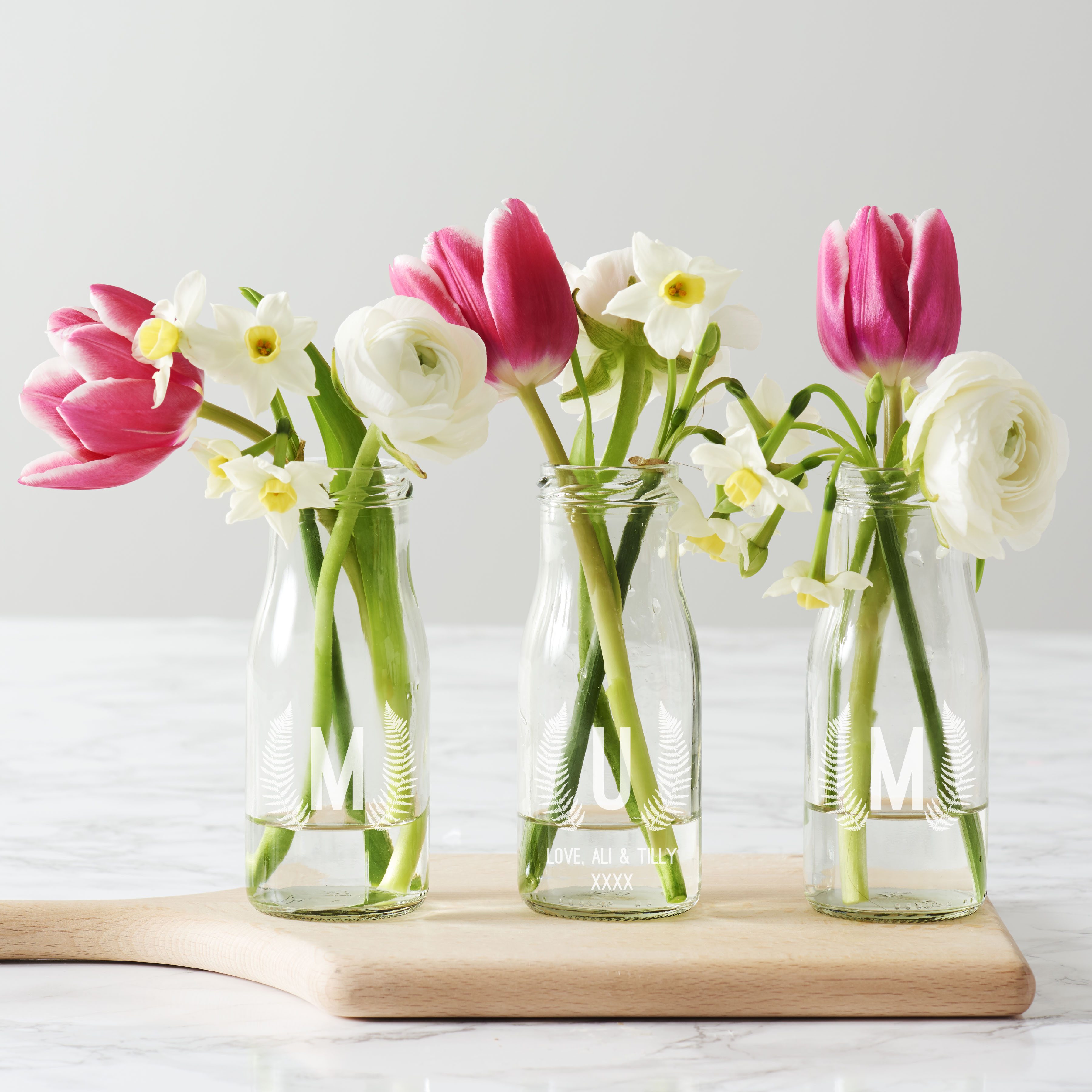 Personalised 'Mum' Botanical Bottle Bud Vases Becky Broome Becky Broome