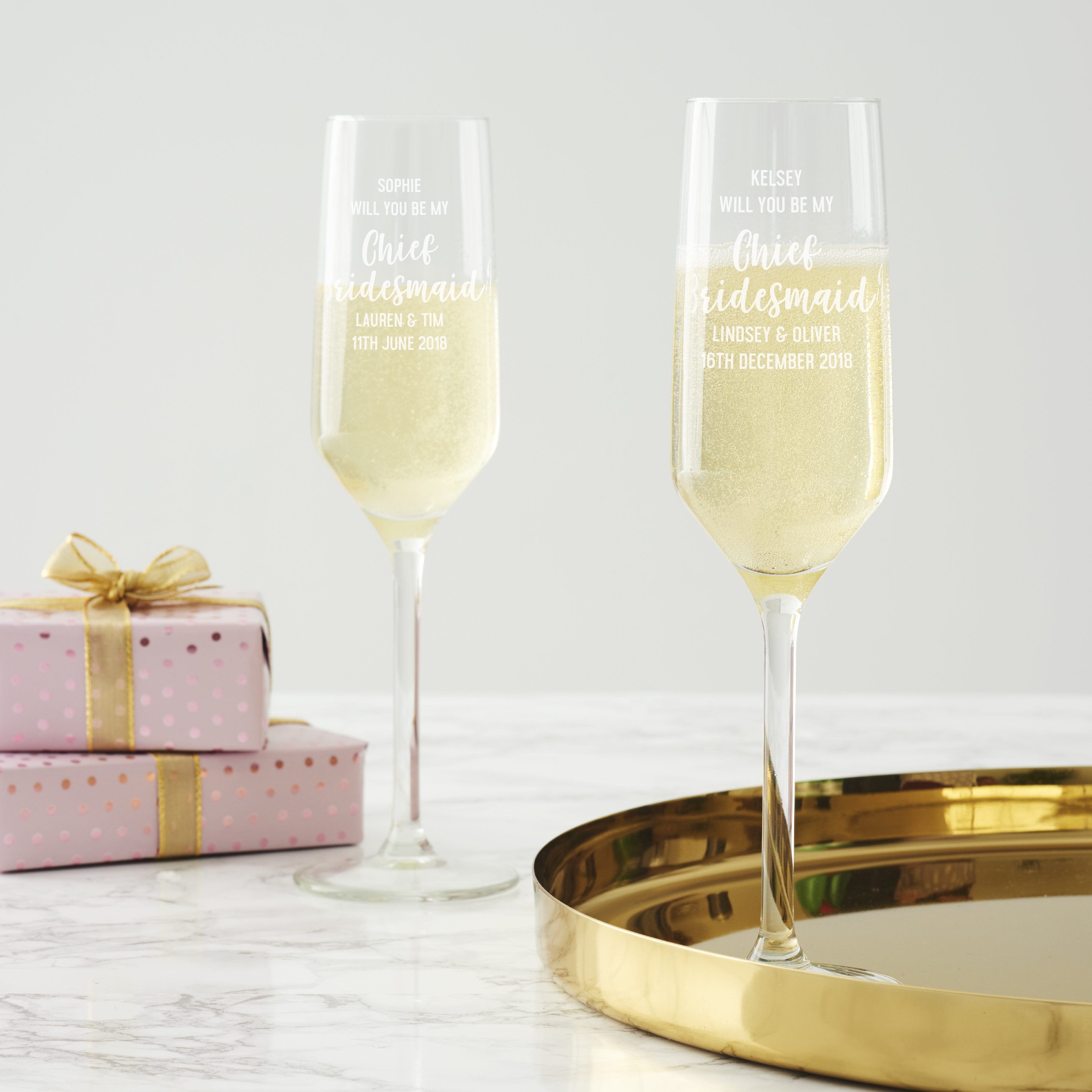 Personalised 'Will You Be My Chief Bridesmaid' Champagne Flute