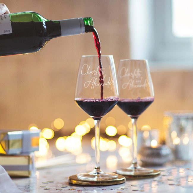 Personalised Couples Wine Glass Set Becky Broome Becky Broome