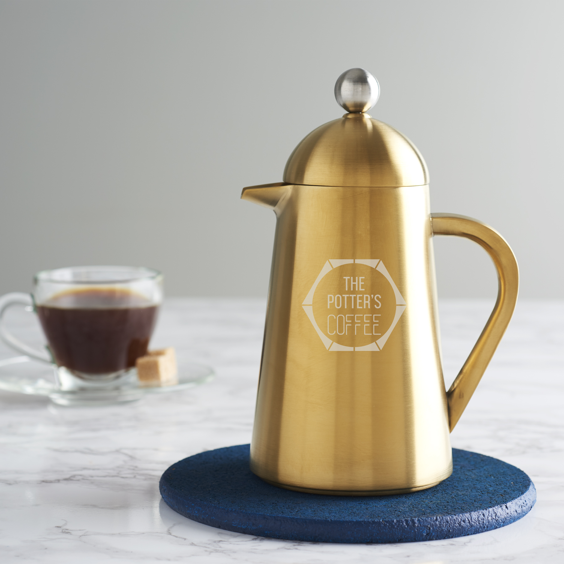 Personalised Faceted Gold Coffee Pot Becky Broome Becky Broome
