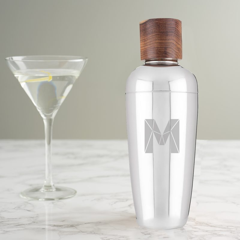 Personalised Faceted Initial Cocktail Shaker Becky Broome Becky Broome