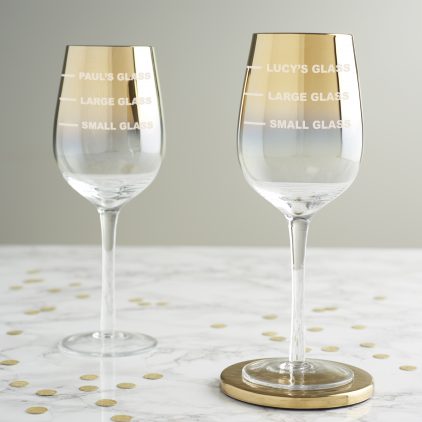 Personalised Drinks Measure Gold Wine Glass