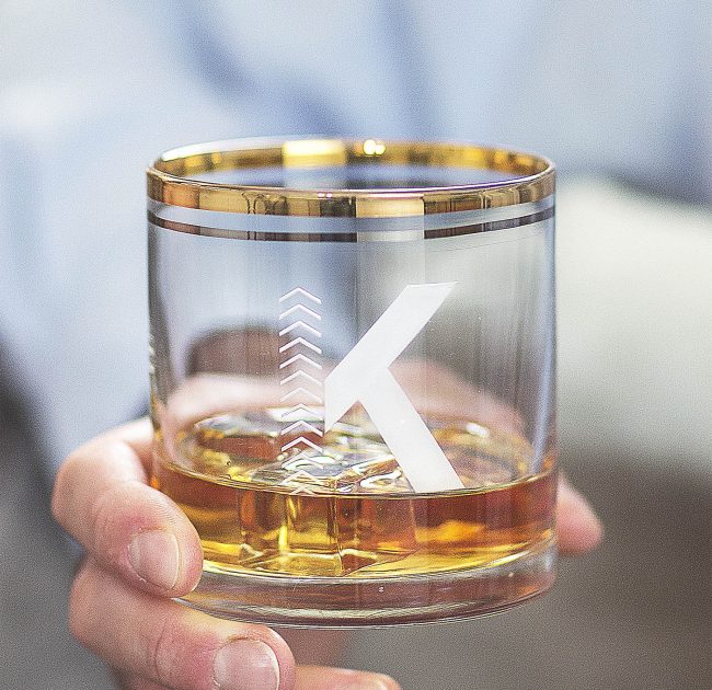 Personalised Initial Gold Banded Tumbler Glass Becky Broome Becky Broome