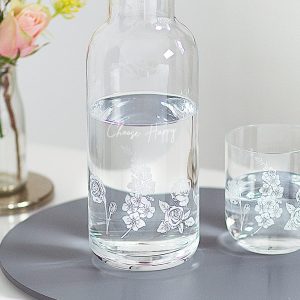 Personalised Birth Flower Carafe and Glass Set Detail