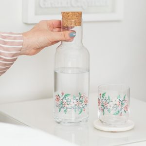 Personalised Floral Carafe And Glass Set
