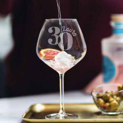 30h Birthday Personalised Glass