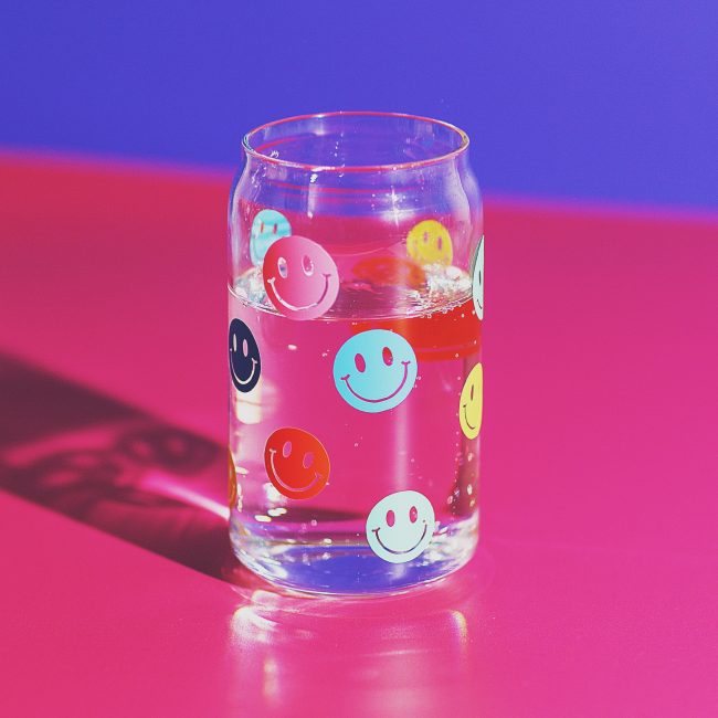 Smiley Face Can Glass